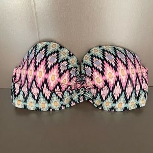 Victoria’s Secret Bikini Top 36C - Flirt Bandeau Aztec Tribal- Pink‎ and Black